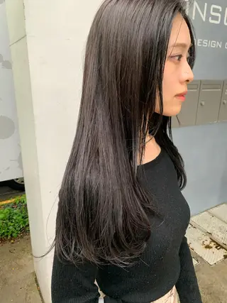 ロング カラー マツエク・マツパ ハイトーンボブ 前田 表参道　グレージュのヘアスタイル