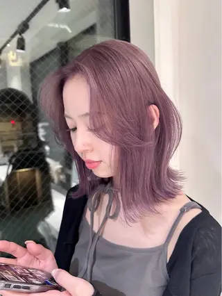 ミディアム カラー ヘアアレンジ くれは/ブリーチ/ハ イトーン/透明感のヘアスタイル