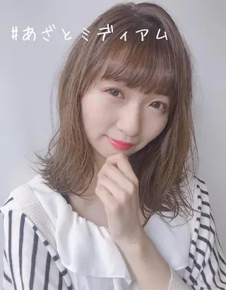 ミディアム 🎉骨格矯正カット ばば　としまさのヘアスタイル
