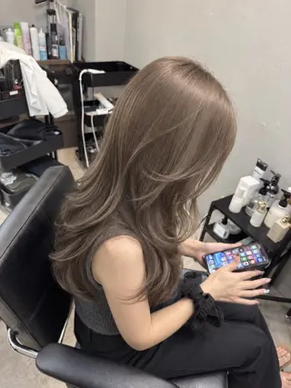 ロング カラー 髪質改善カラー韓国風 レイヤーtudaのヘアスタイル