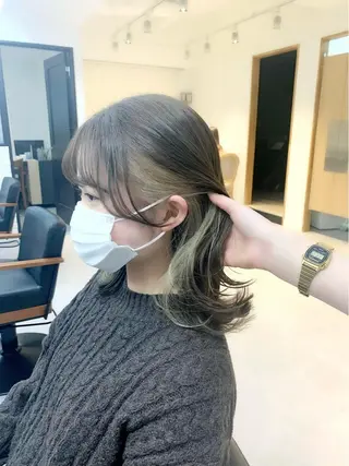 ミディアム カラー パーマ ヘアアレンジ メンズ キッズ ネイル マツエク・マツパ アイブロウ 似合せレイヤー/ 柔らか透明感カラーのヘアスタイル
