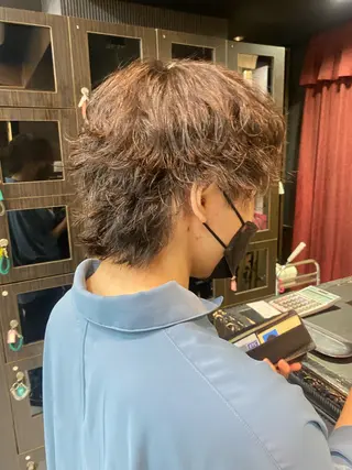 パーマ メンズ グレージュ達人/赤み 消し/ブリーチ/岩崎のヘアスタイル