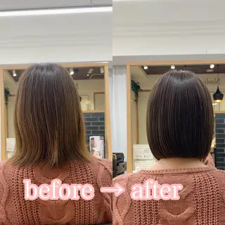ミディアム レイヤーカット/ 巻ける縮毛矯正のヘアスタイル