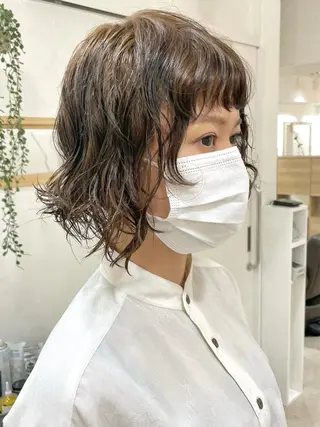 ミディアム パーマ 髪質改善 縮毛矯正/ レイヤー/銀座/本木のヘアスタイル