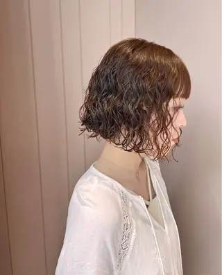 カラー パーマ ボブパーマコテ巻き風 パーマNo1深江秀平のヘアスタイル