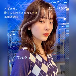 ミディアム カラー レイヤー/顔周り 田山 穂波のヘアスタイル