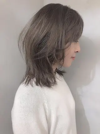 セミロング カラー ヘアアレンジ Aloa透明感ヘア ♡kanami♡のヘアスタイル