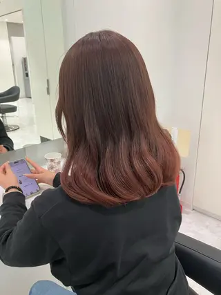 ミディアム カラー ヘアアレンジ 💓色落ちまで綺麗な 垢抜けカラー💓のヘアスタイル