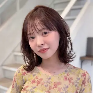 ミディアム カラー ⭐️似合わせボブ ⭐️かえでのヘアスタイル