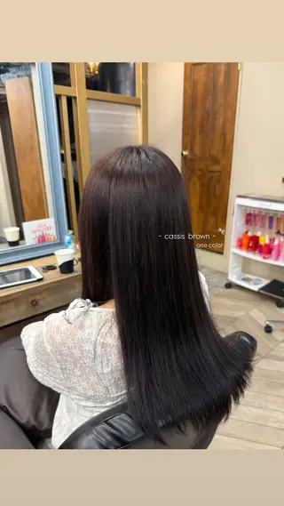 ロング カラー ふたば /暖色カラー /ワインレッドのヘアスタイル