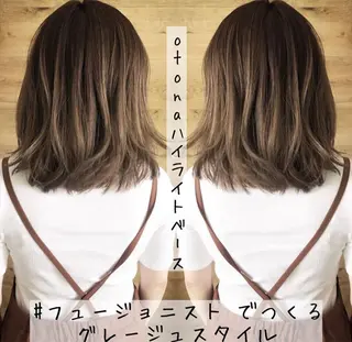 ミディアム カラー テトネ タカシのヘアスタイル