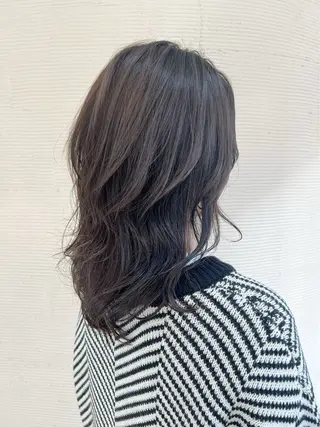 ミディアム カラー ヘアアレンジ 岡山駅/髪質改善 透明感カラー🐼のヘアスタイル