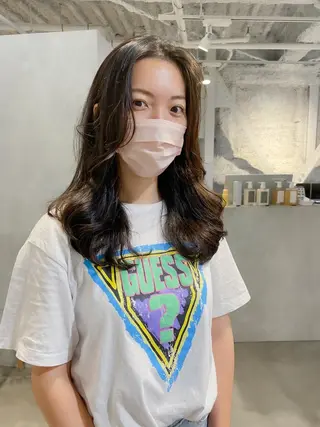 セミロング カラー パーマ レイヤーカットのプロ 大人ヘア宮森貴志のヘアスタイル