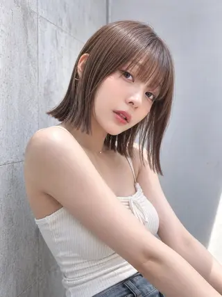 ミディアム カラー ヘアアレンジ 髪質改善🫧縮毛矯正 ハイトーン/れんのヘアスタイル