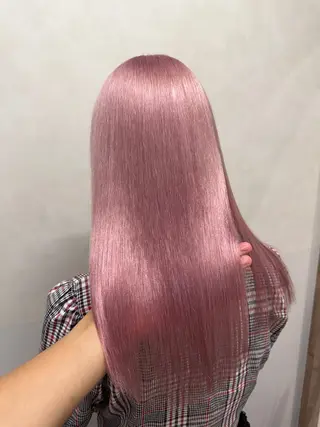 ロング カラー ハイトーン/複雑履歴 /ブリーチ/縮毛矯正のヘアスタイル