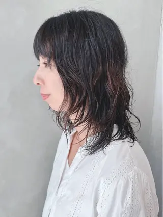 ミディアム パーマ ボブ/ゆるふわ ボブパーマ/とういのヘアスタイル
