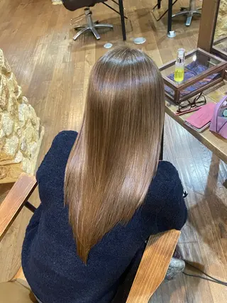 ロング 縮毛矯正× 髪質改善カラー|藤田のヘアスタイル