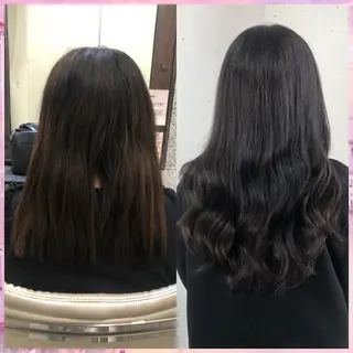 セミロング カラー パーマ ヘアアレンジ 八巻 晴香のヘアスタイル