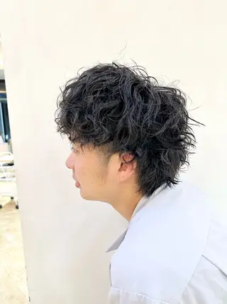 ミディアム パーマ メンズ メンズパーマ/ メンズカット/片山のヘアスタイル