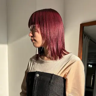 ミディアム カラー 的場 莉音のヘアスタイル