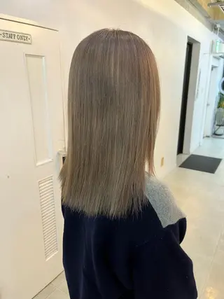 ミディアム カラー ブリーチ有無Wカラー メンズパーマ大成のヘアスタイル
