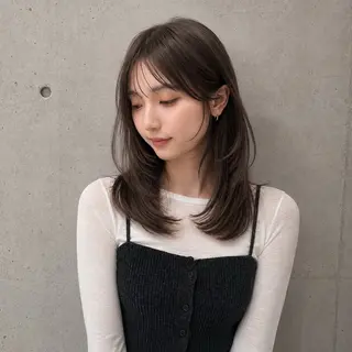 セミロング カラー 盛れる顔まわりカット 髪質改善/渋谷/れんのヘアスタイル