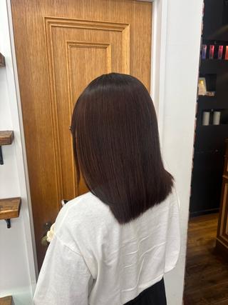 セミロング パーマ くいた あやなのヘアスタイル