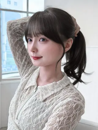 ロング 表参道小顔カット前髪 割れ改善クロスパーマのヘアスタイル