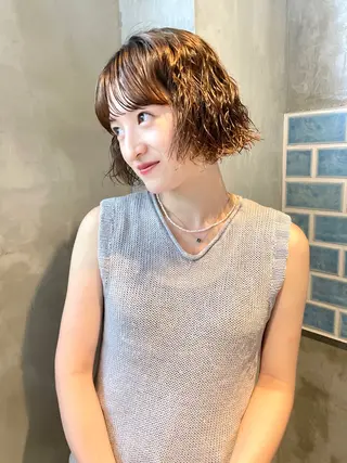 ショート パーマ 👑ボブはお任せ ミヤノ👑のヘアスタイル
