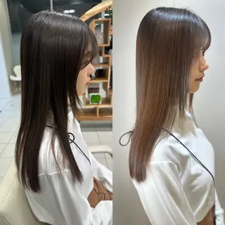 ロング カラー パーマ 髪質改善/縮毛矯正 /レイヤーカット岡部のヘアスタイル