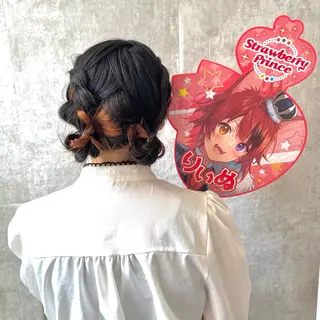 ミディアム ヘアアレンジ ヘアメ🎀ハイトーン 🩵エクステ🪄しほのヘアスタイル