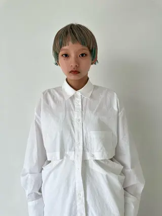 ショート カラー 美髪・シールエクステ ホソタニリョウコのヘアスタイル