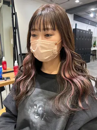 セミロング カラー パーマ AIRI🦋ブリーチ /レイヤー🦋のヘアスタイル