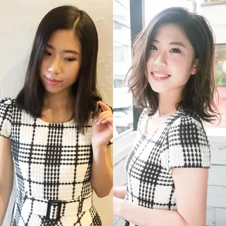 セミロング 髪質改善縮毛矯正 専門店のヘアスタイル