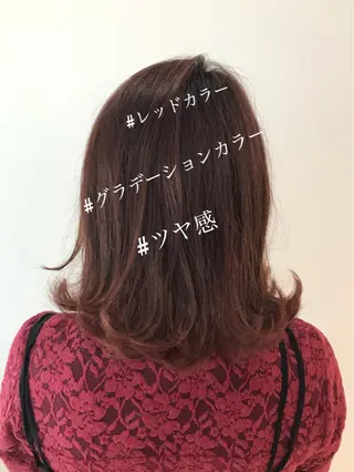 ミディアム カラー ウルフカット レイヤーカット上柿のヘアスタイル