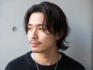 ミディアム パーマ メンズ特化 江坂 今井魁人のヘアスタイル