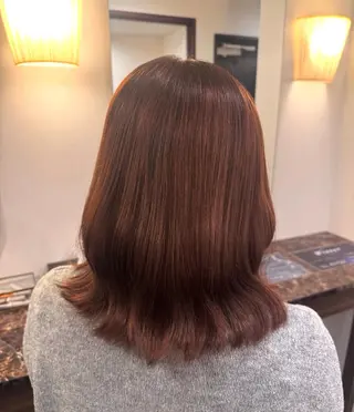 ミディアム カラー Ako  カット・ 縮毛矯正モデル募集のヘアスタイル