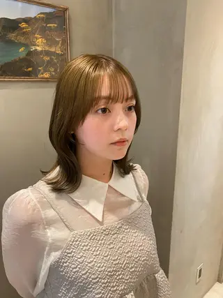 セミロング 新宿/顔周りカット +レイヤー=しずく♩のヘアスタイル