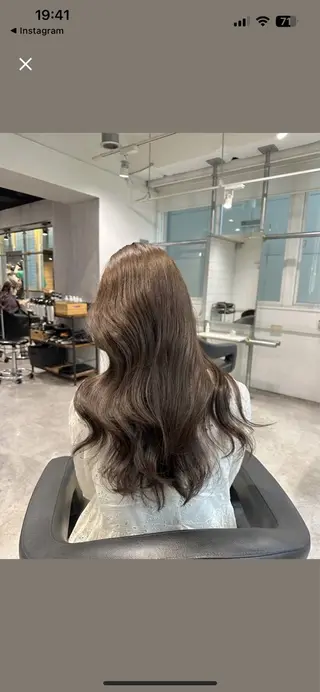 ロング カラー パーマ ヘアアレンジ メンズ キッズ ブリーチなしカラー/ ブラウン/レイヤーのヘアスタイル