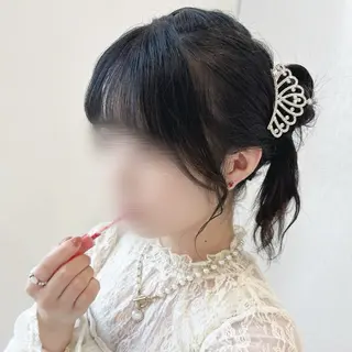 セミロング ヘアアレンジ 🥣あゆ/梅田/ハイ トーン/ブリーチ🩶のヘアスタイル