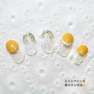 ネイル ショートネイル 森のさんぽ道のネイルデザイン
