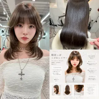 セミロング ヘアアレンジ 巻ける縮毛矯正/ 透明感/吉田光佑のヘアスタイル