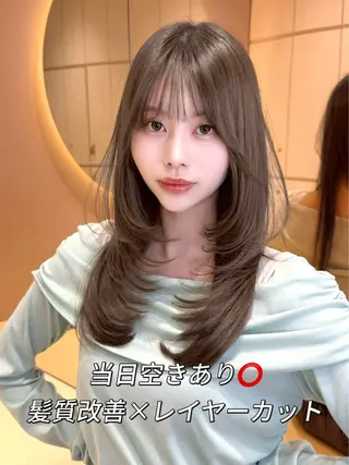 ロング カラー ヘアアレンジ 大宮縮毛矯正🩵 レイヤー 佐藤和のヘアスタイル