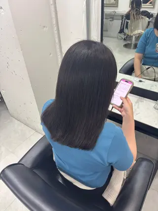セミロング ブリーチ/エクステ モデル募集中🖤のヘアスタイル