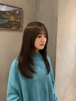 セミロング 新宿/顔周りカット +レイヤー＝しずく♩のヘアスタイル