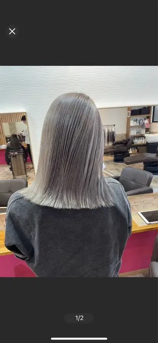 ミディアム カラー ヘアカラー&縮毛矯正 STAR☆RIVERのヘアスタイル