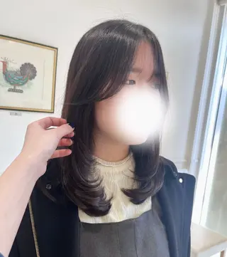セミロング 韓国･ワンホンヘア linon🐈‍⬛のヘアスタイル
