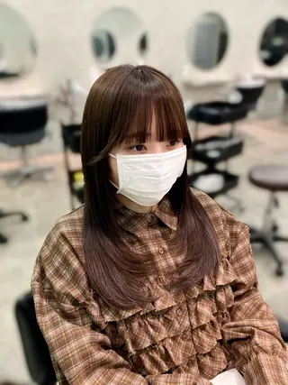 ロング 韓国レイヤー/顔周り 🇰🇷✨朝生菜楓のヘアスタイル