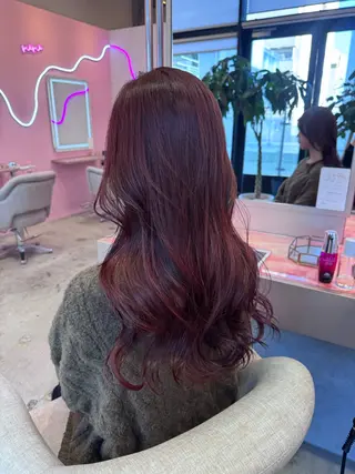 ロング カラー Miu 名古屋カット ミディアム/ピンク髪のヘアスタイル