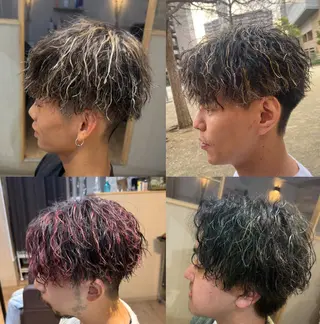 カラー パーマ メンズ 鍋島 拓真のヘアスタイル